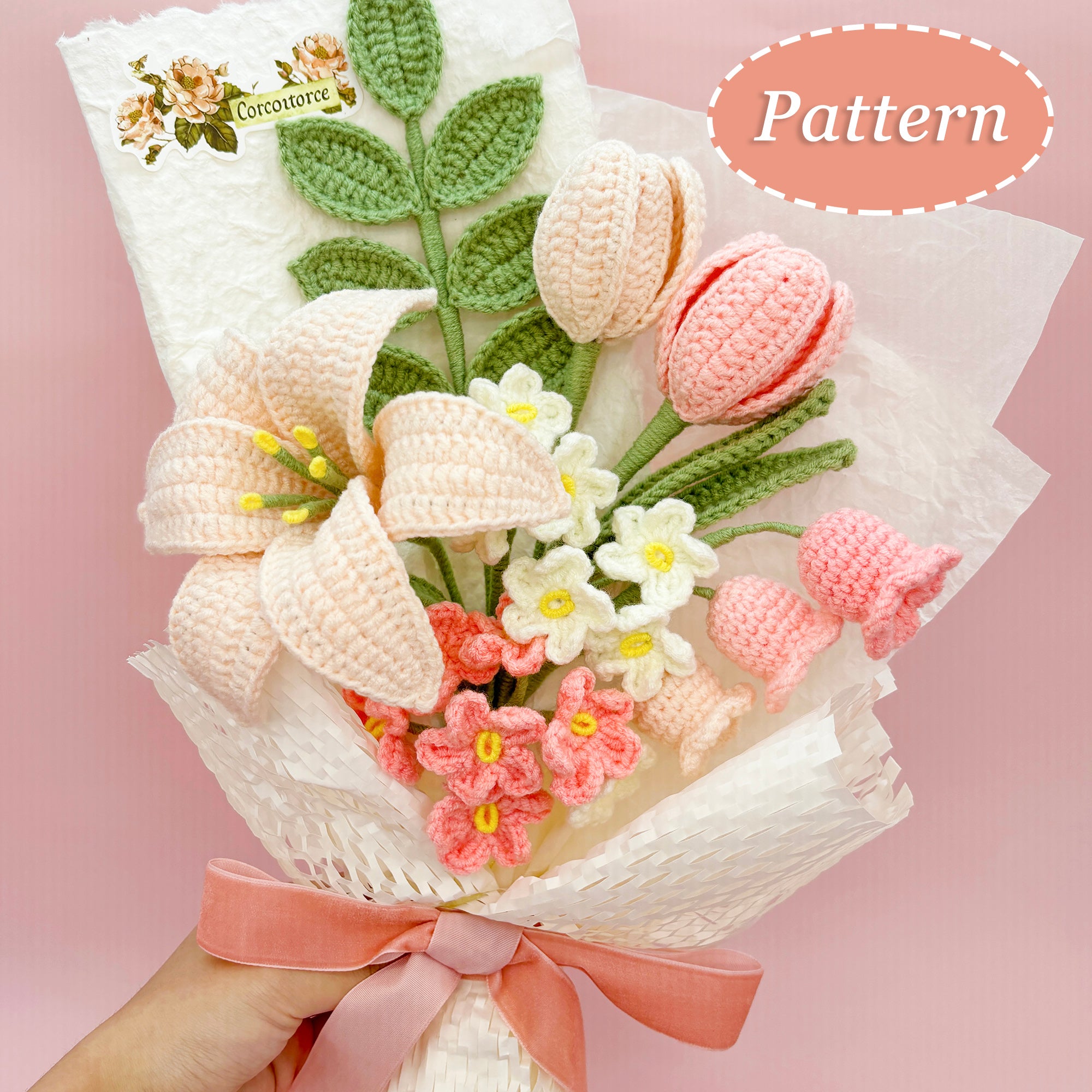 flower bouquet with lily Lily Flower Bouquet Crochet Patterns – Lily's Lyric
