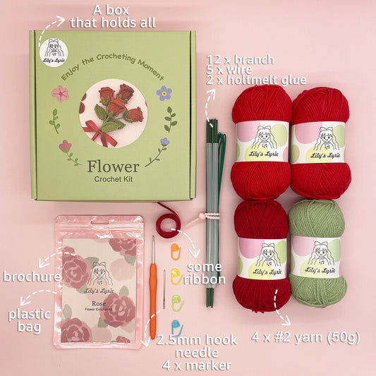 Rose Crochet Kit Red