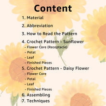 Load image into Gallery viewer, Sunflower & Daisy Flower Crochet Pattern