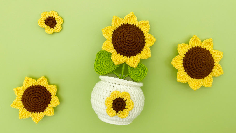 Sunflower Pot (FREE Crochet Pattern)
