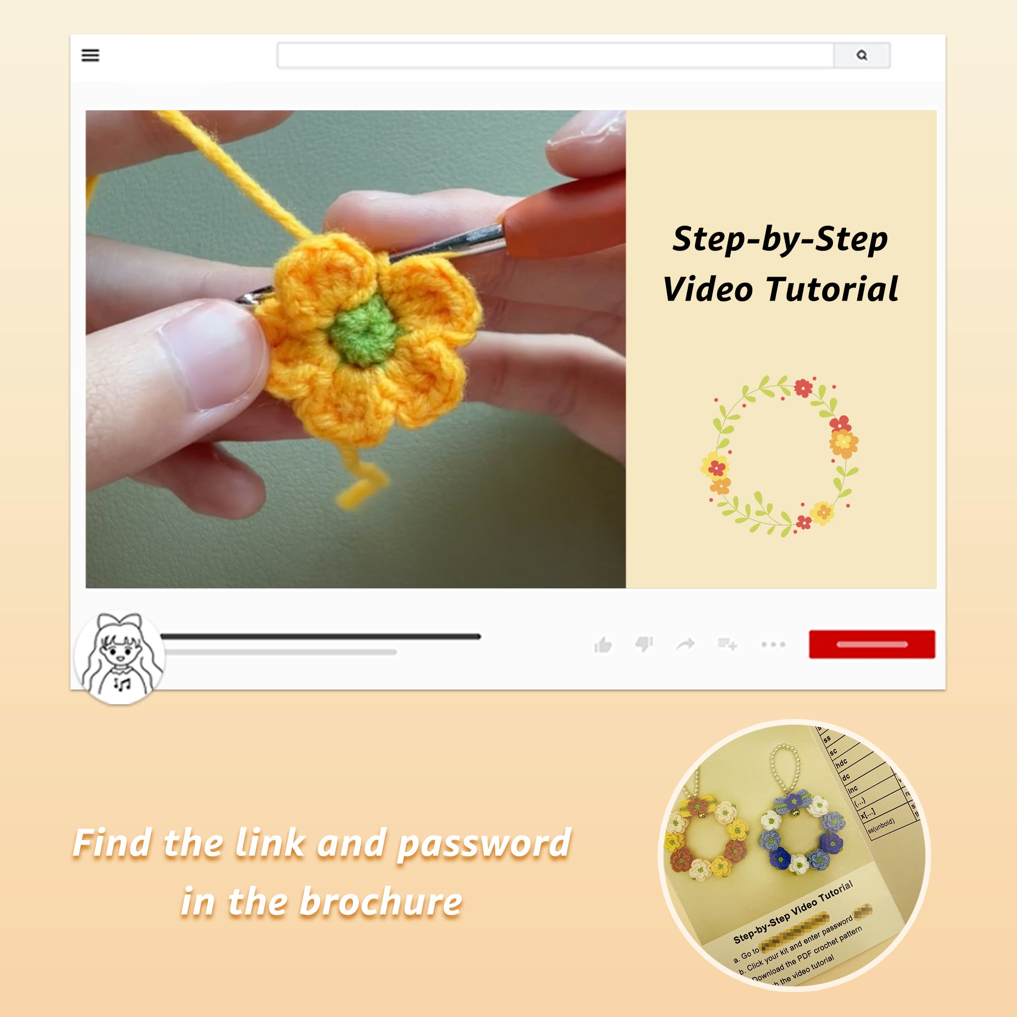 Blue Flowers Crochet Hoop Kit 6in