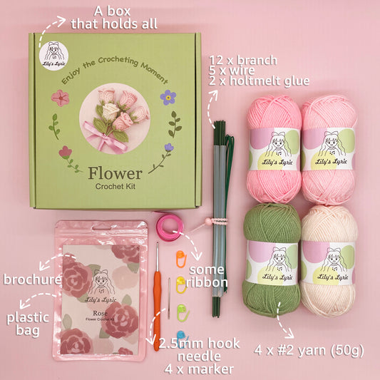 Rose Crochet Kit Pink