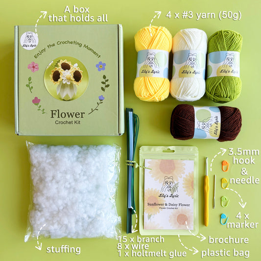 Sunflower & Daisy Flower Crochet Kit