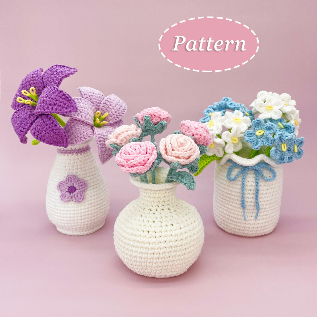 Flower with Vase Crochet Pattern Bundle