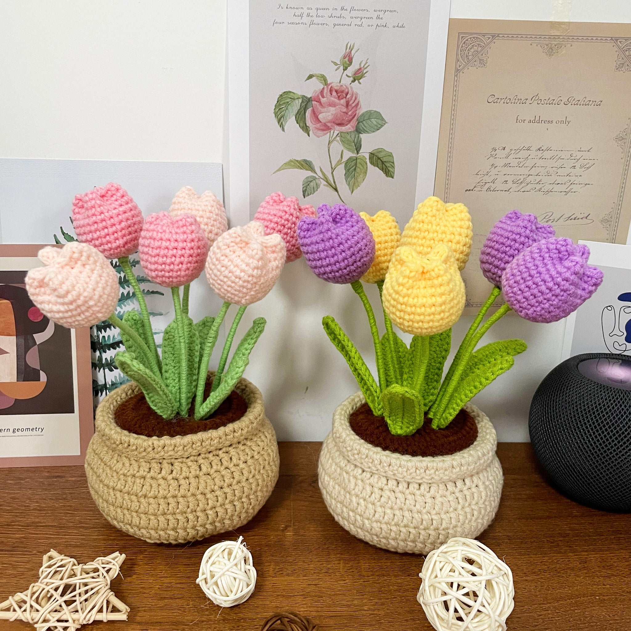 Knit Kits Flower Crochet Kit Tulip Flowerpot Knitting Kit Adults Beginner