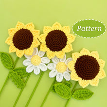Load image into Gallery viewer, Sunflower &amp; Daisy Flower Crochet Pattern
